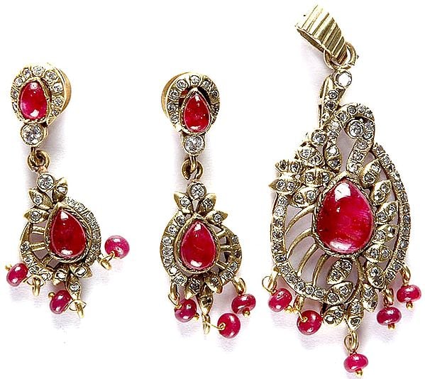 Ruby Pendant with Earrings