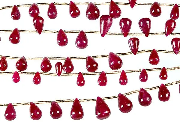 Ruby Pear Drop Beads