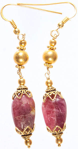 Ruby and Gold Plated Sterling Earrings