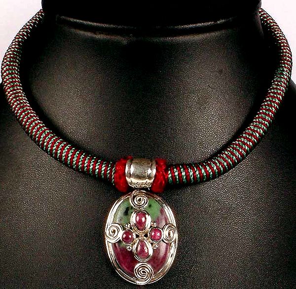 Ruby Zoisite Necklace with Matching Cord