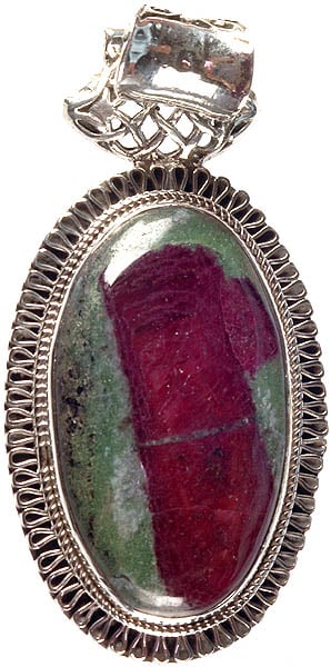 Ruby Zoisite Oval Large Pendant