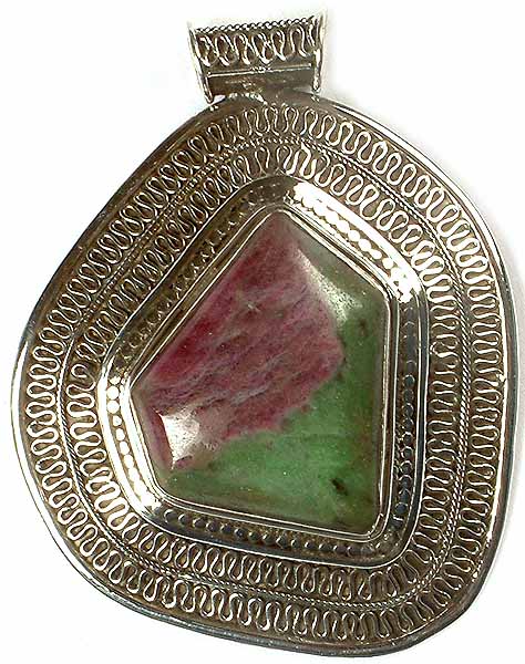 Ruby Zoisite Pendant with Filigree