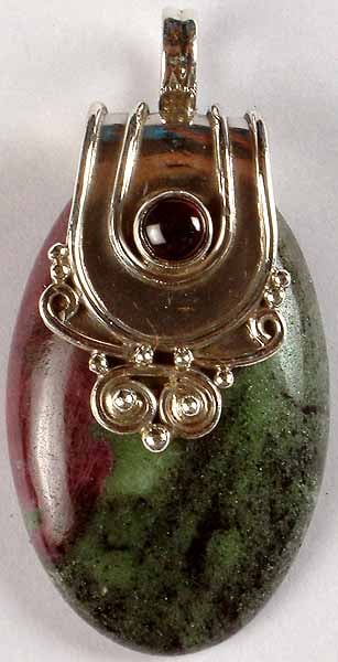 Ruby Zoisite Pendant with Garnet