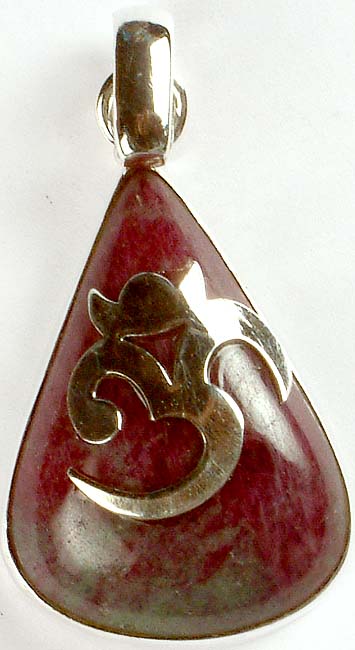 Ruby Zoisite Pendant with Om