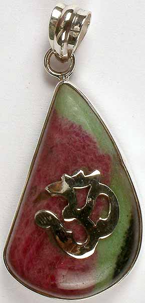Ruby Zoisite Pendant with Om