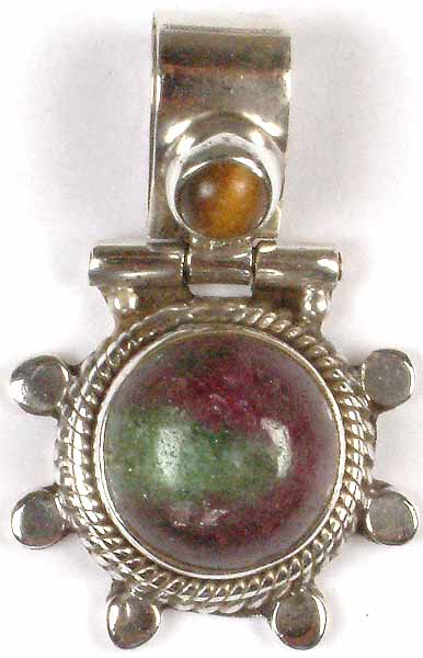 Ruby Zoisite Pendant with Tiger Eye