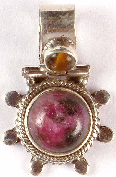 Ruby Zoisite Pendant with Tiger Eye