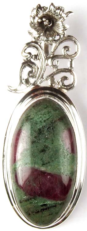 Ruby Zoisite Pendant with Tulip