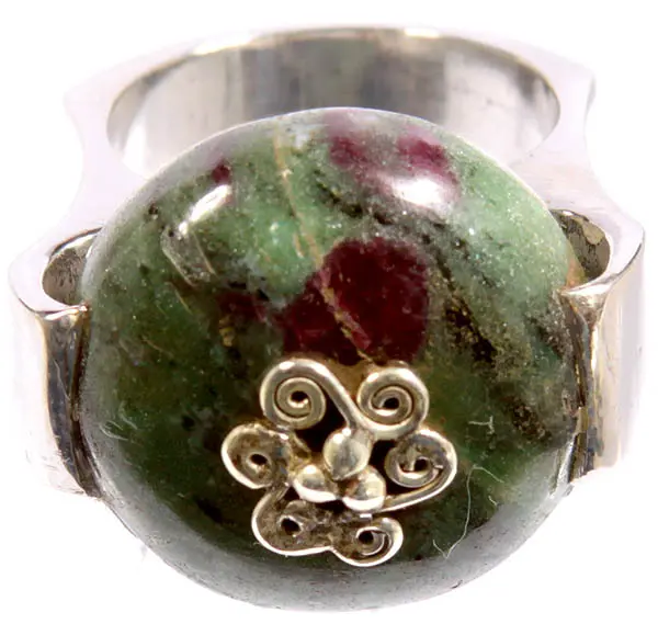 Ruby Zoisite Ring with Silver Setting