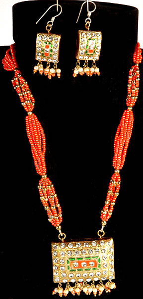 Salmon Bridal Necklace and Earrings