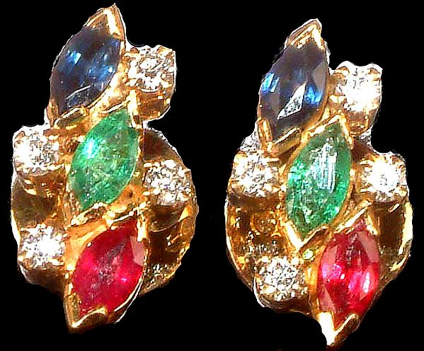 Sapphire, Emerald & Ruby Earrings