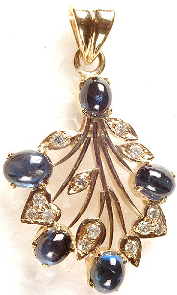 Sapphire Handcrafted Pendant with Diamonds and Valentine