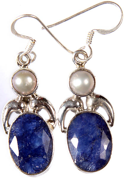 Sapphire with Pearl Earrings