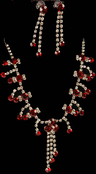 Scarlet Necklace and Earrings with Charms