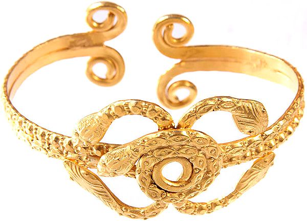 Serpent Bangle of Gold Plated Sterling Silver