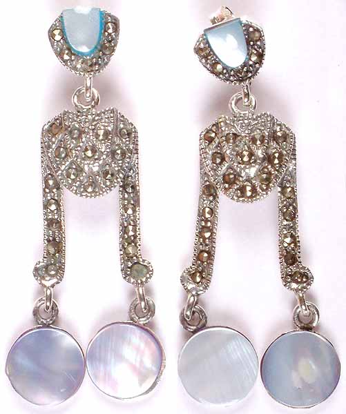 Shell Earrings with Marcasite