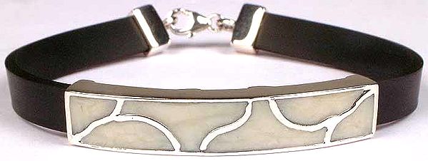 Shell Inlay Bracelet with Leather