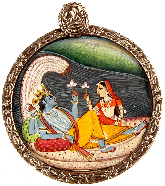 Shesha-Shayi Vishnu Pendant with Goddess Lakshmi and Ganesha Atop