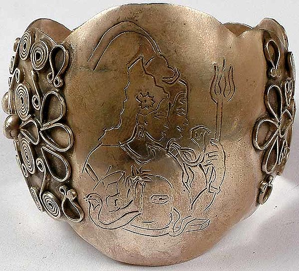 Shiva Parvati <br>(Antiquated Sterling Bracelet with Spirals)