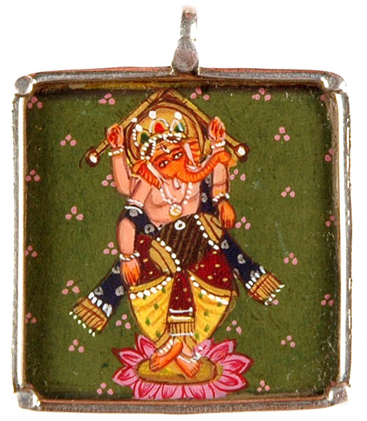 Shri Ganesha Playing Dandia and Mridangam