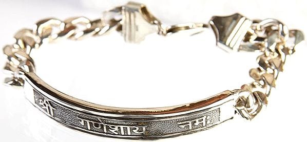 Shri Ganeshai Namah Sterling Bracelet