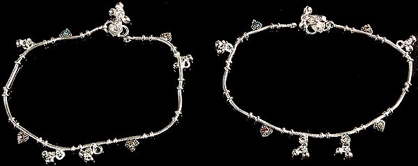 Silver Anklets From Rajasthan (Price Per Pair)