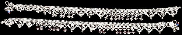 Silver Anklets with Dangles (Price Per Pair)