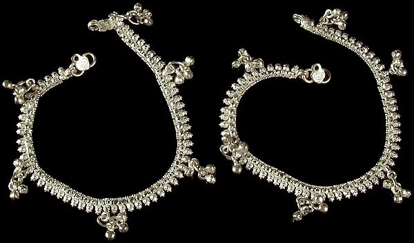 Silver Anklets with  Ghungroo Bells (Price Per Pair)