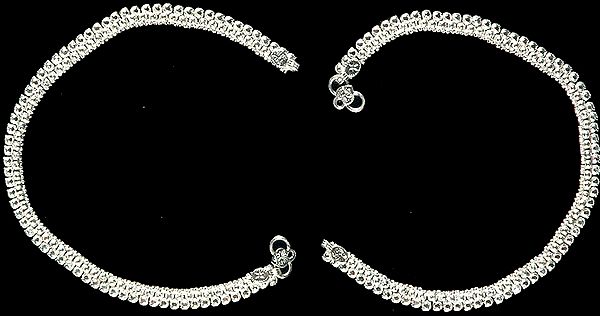 Silver Anklets with Mango Motifs