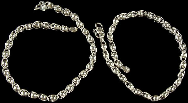 Silver Balls Anklets (Price Per Pair)