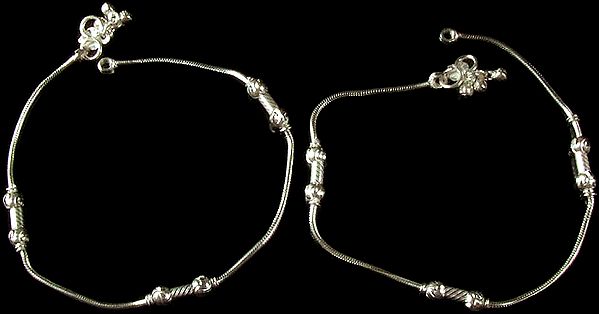 Silver Chain Anklets (Price Per Pair)