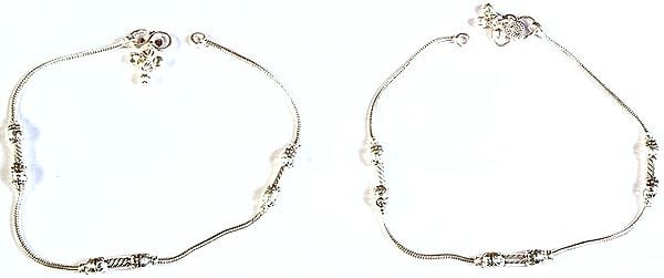 Silver Chain Anklets (Price Per Pair)