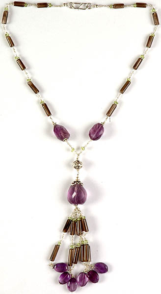 Smoky Quartz and Faceted Amethyst Necklace
