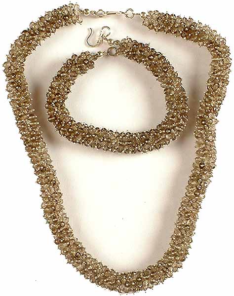 Smoky Quartz Spike Bunch Necklace with Bracelet