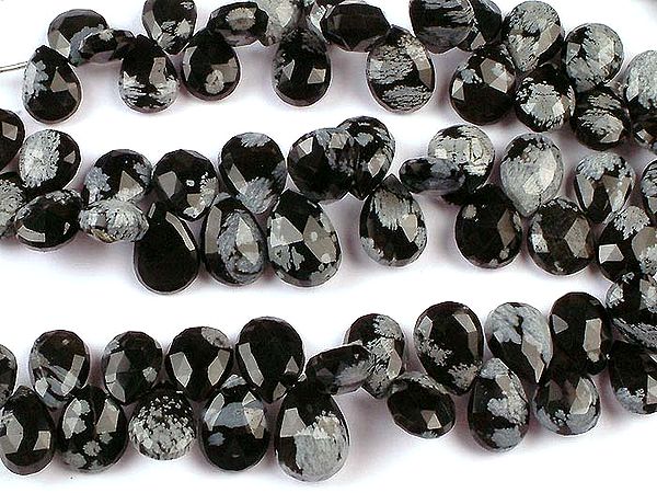 Snowflake Obsidian Faceted Briolette