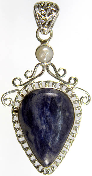 Sodalite Pendant with Pearl
