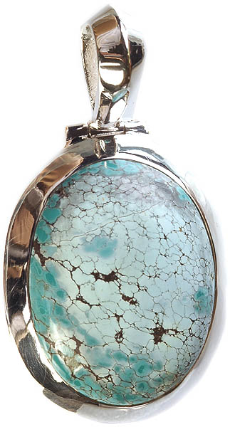 Spider's Web Turquoise Oval Pendant