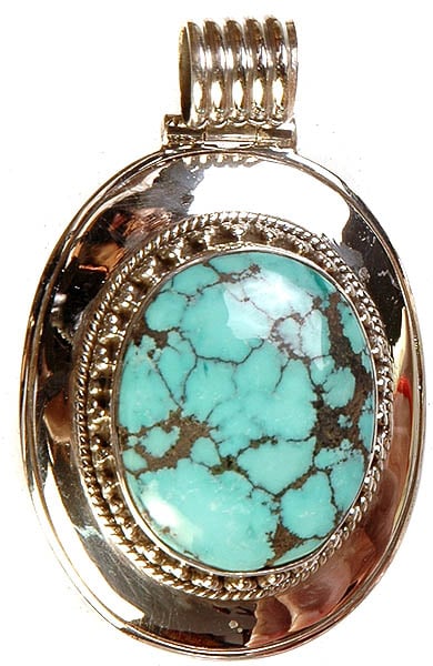 Spider's Web Turquoise Oval Pendant