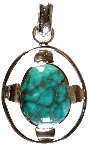 Spider's Web Turquoise Oval Pendant