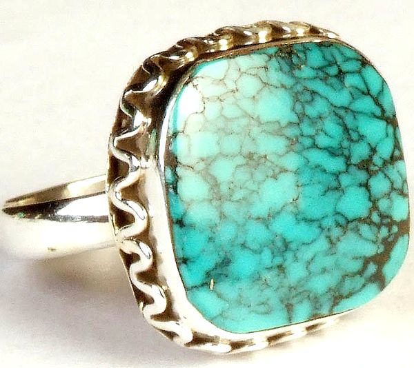 Spider's Web Turquoise Oval Ring