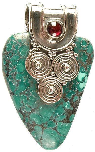 Spider's Web Turquoise Pendant with Garnet