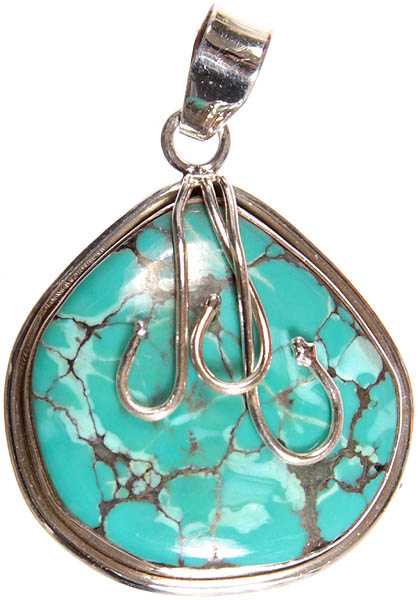 Spider's Web Turquoise Pendant with Sterling Veins