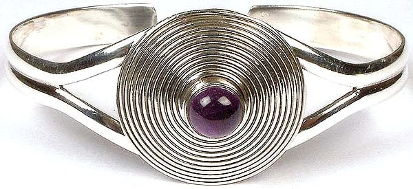 Spiral Bracelet with Central Amethyst