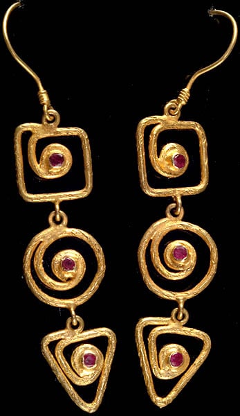 Spiral Earrings with Ruby