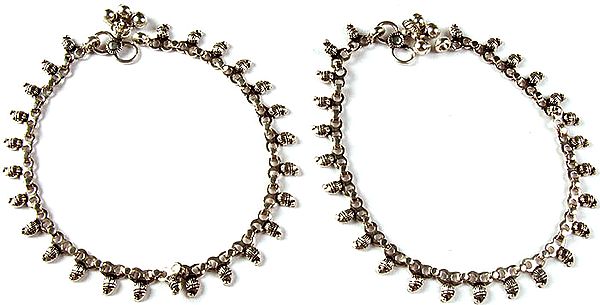 Sterling Anklets with Mango Motifs (Price Per Pair)