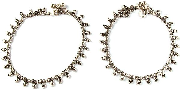 Sterling Anklets with Mango Motifs (Price Per Pair)