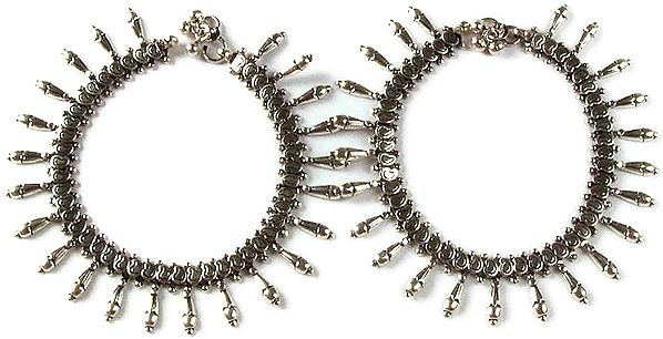 Sterling Anklets with Spikes (Price Per Pair)