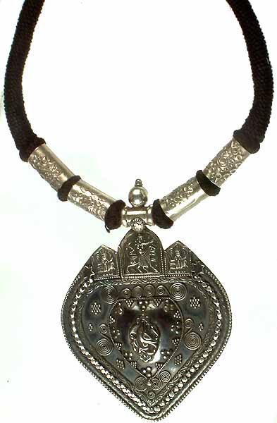 Sterling Antiquated Goddess Durga Necklace