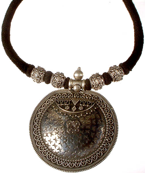 Sterling Antiquated Necklace on Black Cord