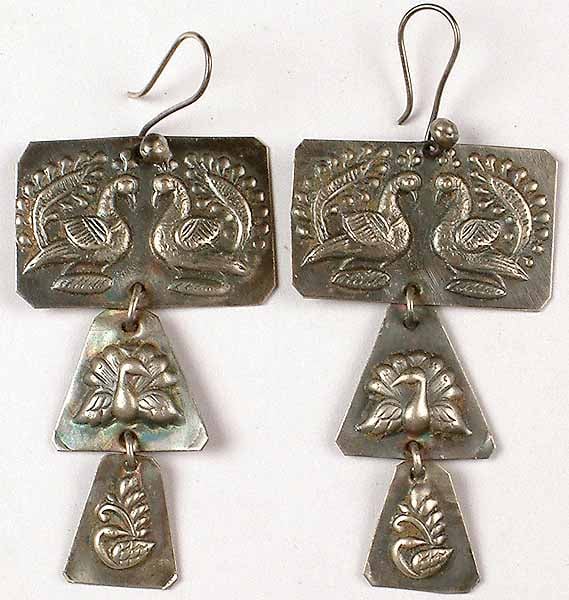 Sterling Antiquated Peacock Earrings